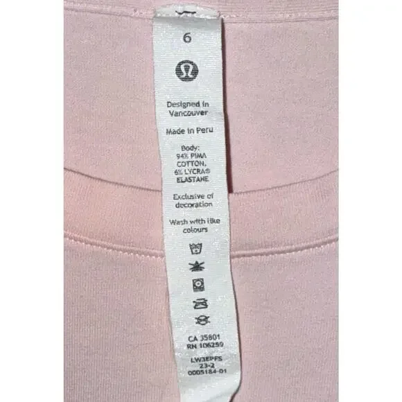 Lululemon Love Crew Short Sleeve Flush Pink Sz 6 - Picture 4 of 9